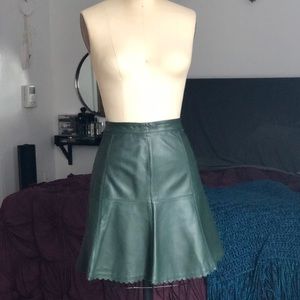 Leifsdotter scalloped leather green skirt
